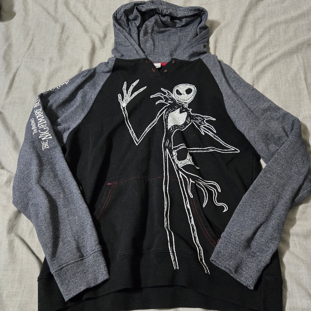 Disney Parks Jack Skellington Hoodie Medium Nightmare Before Christmas Henley